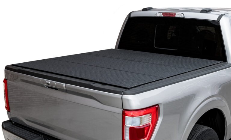 Lomax Hard Tri-Fold Tonneau Cover | Locking Truck Bed Protection
